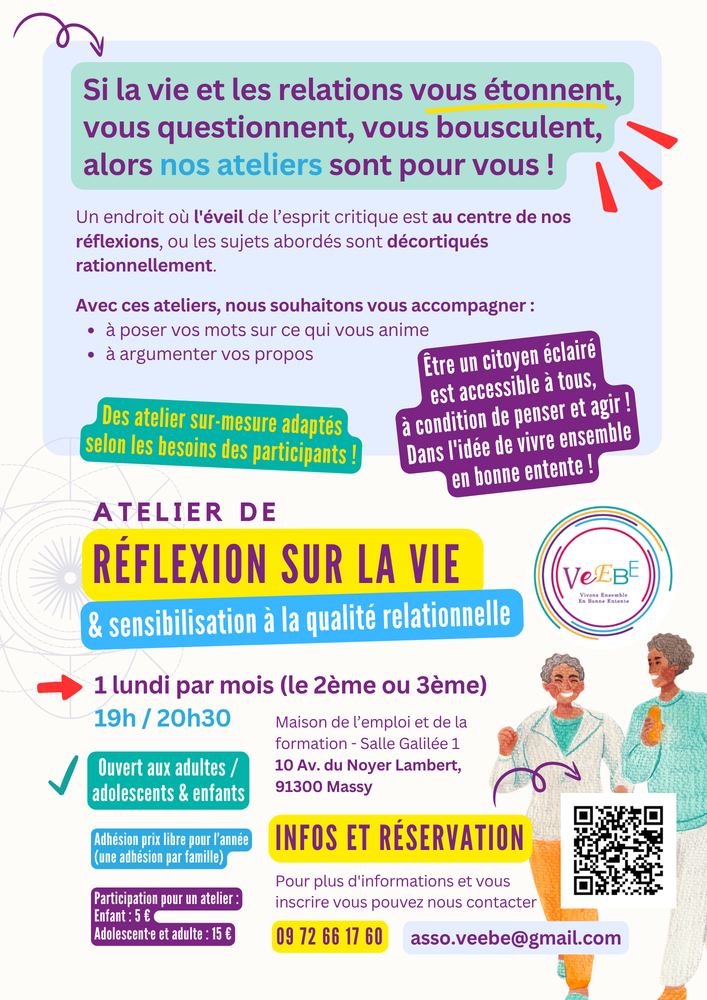 Affiche de l'atelier de réflexion sur la vie